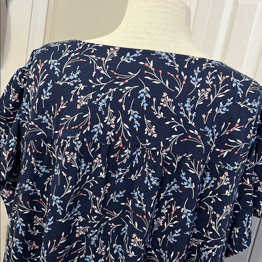 NWT Croft & Barrow Navy Blue Floral Print Long Nightgown Size 3X - Picture 8 of 14